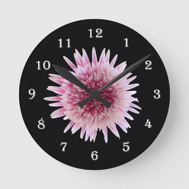 Flower Gerber Daisy Wall Clock - Pink Flower (Front)