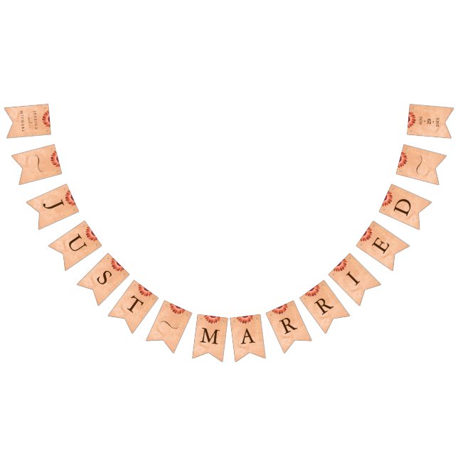 Flower Gerbera on Abstract peach Wedding Bunting (All)