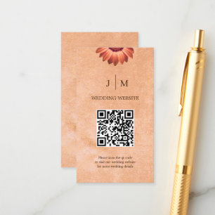 Flower Gerbera on Abstract peach Wedding Enclosure Card