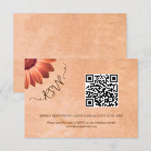 Flower Gerbera on Abstract peach Wedding RSVP Card