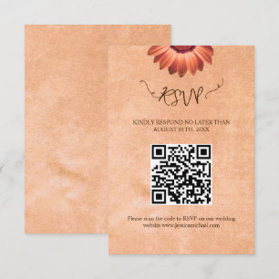 Flower Gerbera on Abstract peach Wedding RSVP Card