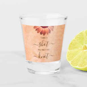 Flower Gerbera on Abstract peach Wedding Shot Glass