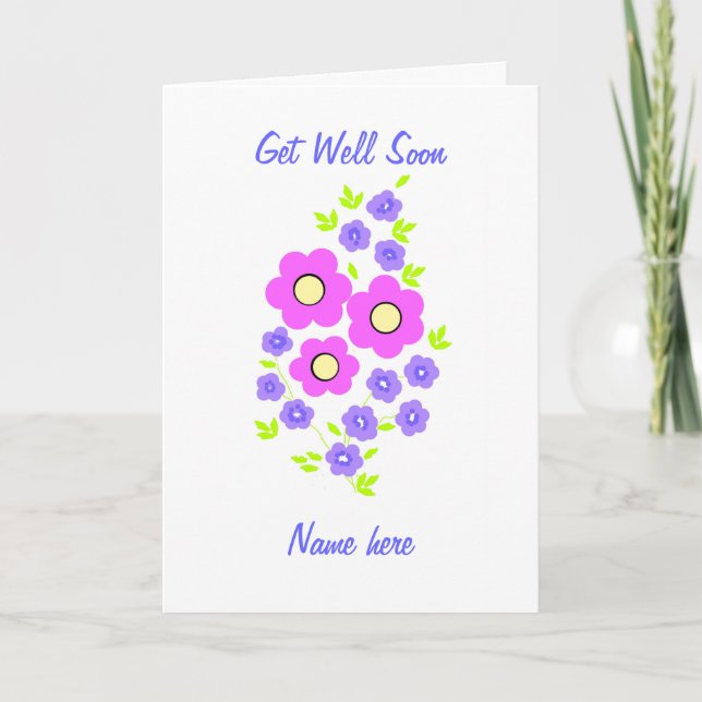 Flower Get Well Soon Card add name front (Front)