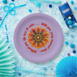 FLOWER GIFT MOM DAUGHTER SISTER TEACHER FRIEND PAPER PLATE