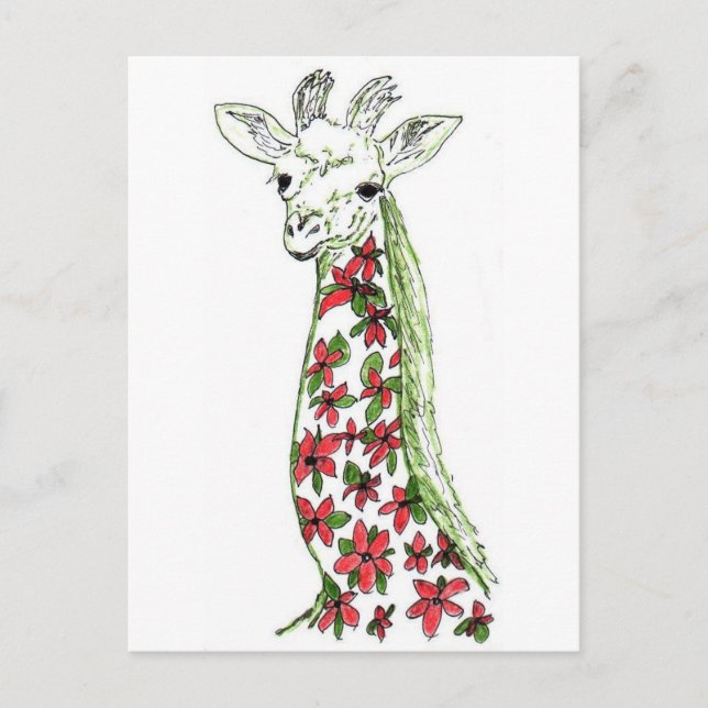 Flower Giraffe Art Postcard (Front)