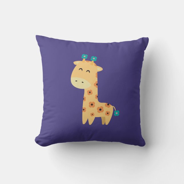 Flower Giraffe Throw Pillow (Front)