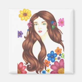 Flower Girl - 2 Inch Square Magnet