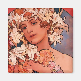Flower Girl Art Nouveau Magnet