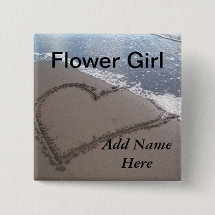 Flower Girl Beach Wedding Button
