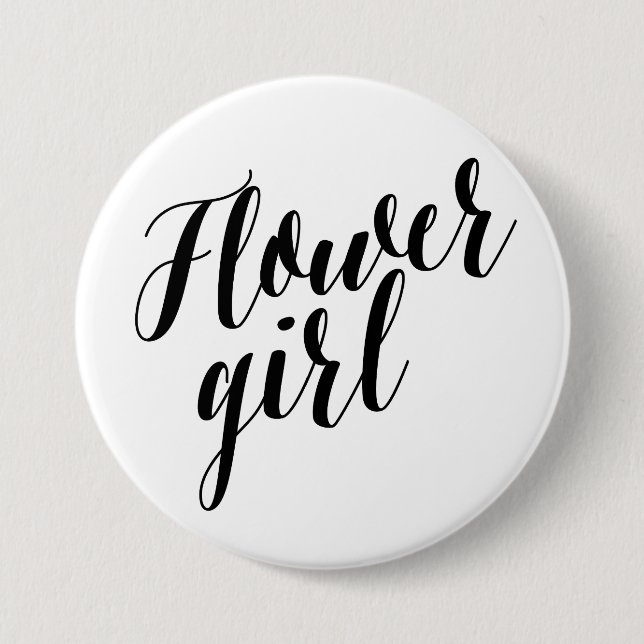 Flower Girl Black Script Button (Front)