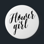 Flower Girl Black Script Button<br><div class="desc"></div>
