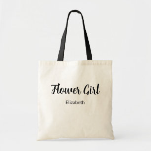 Flower Girl Black Script Girl's Na,e Tote Bag