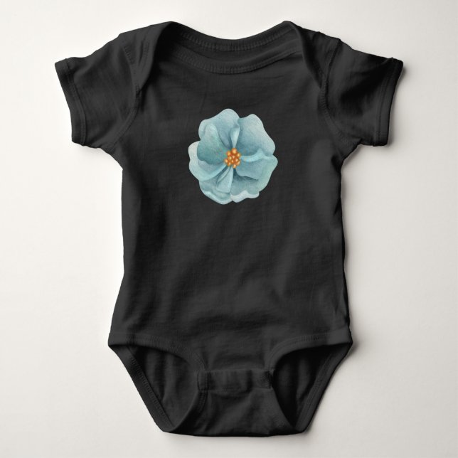Flower girl blue baby bodysuit (Front)