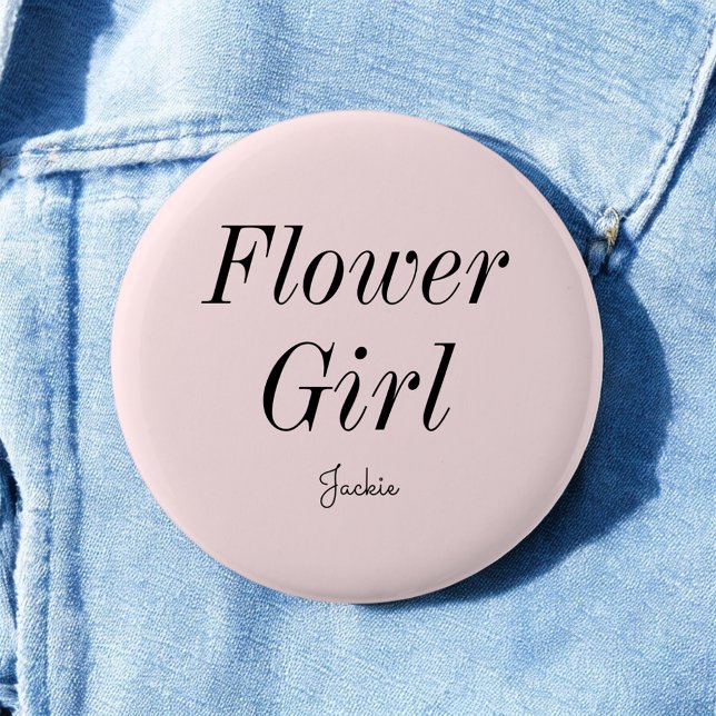 Flower Girl Blush Pink Black Wedding 6 Cm Round Badge (Creator Uploaded)