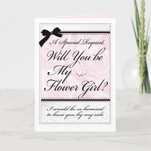 Flower Girl Bridal Party Beautiful Roses Hearts Card