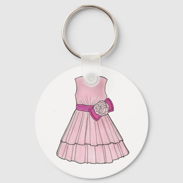 Flower Girl Bridal Pink Pageant Dress Keychain (Front)