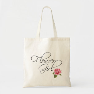 Flower Girl Calligraphy and Rose Tote Bag