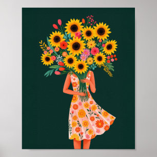 Flower Girl Colourful Art Print