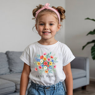 Flower Girl   Custom Name Wildflower Birthday Girl T-Shirt
