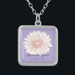 Flower Girl Daisy Personalised Purple Silver Plated Necklace<br><div class="desc">It makes it a perfect gift for a flower girl. Email me at JMR_Designs@yahoo.com if you need assistance or have any special requests.</div>