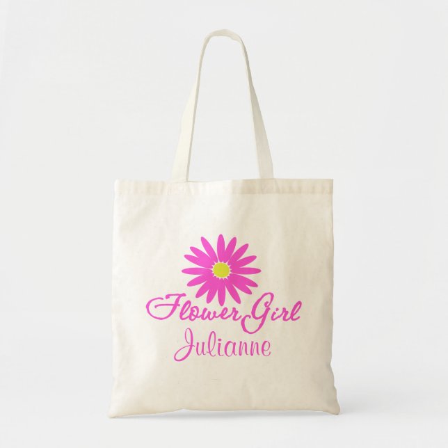 Flower Girl Daisy/ Pink Tote Bag (Front)
