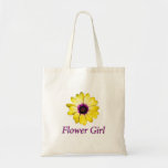 Flower Girl Daisy Wedding Tote Bag<br><div class="desc">A bright yellow daisy to match your wedding. Customise this item with text or a photo.  However you choose. For the Flower Girl and the entire wedding party.</div>