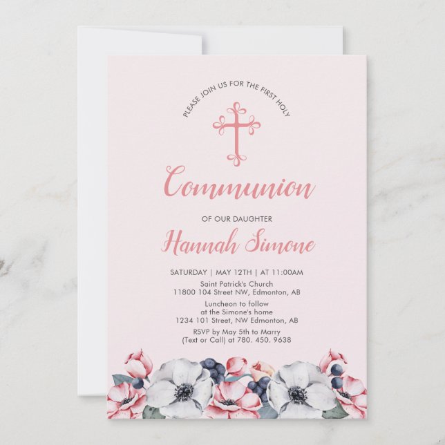 Flower, Girl | First Communion / Confirmation Invitation (Front)