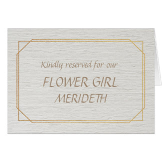FLOWER GIRL Gold and White Place Name Card