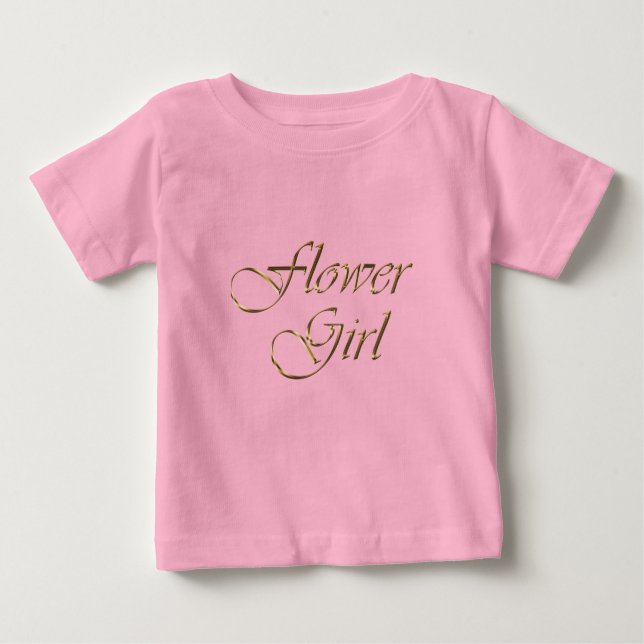 Flower Girl gold script elegant chic pink Baby T-Shirt (Front)