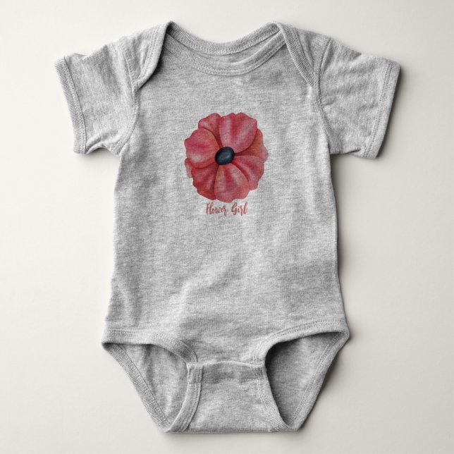 Flower girl grey baby baby bodysuit (Front)