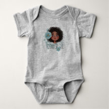 Flower girl grey, blue baby bodysuit