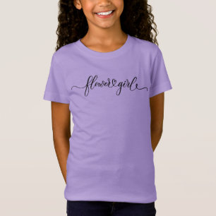 Flower Girl Heart Calligraphy Script T-Shirt