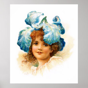 Flower Girl in Blue Poster