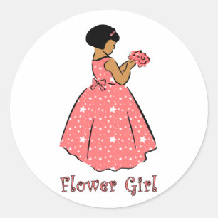 Flower Girl in Coral Classic Round Sticker