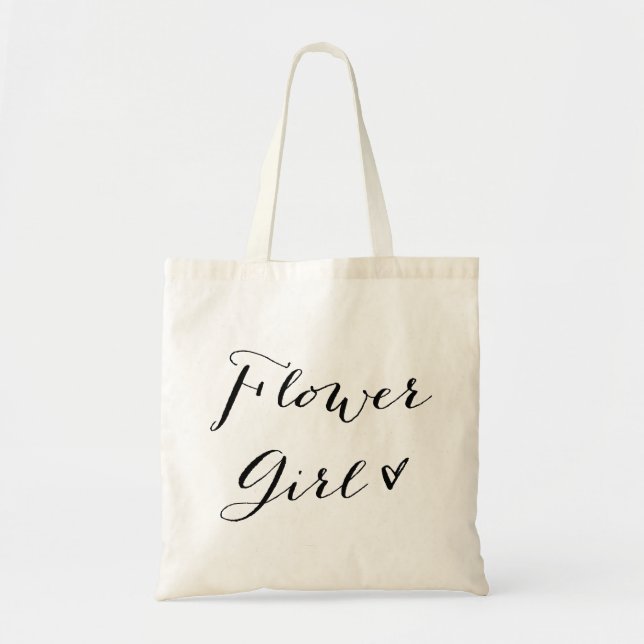 Flower Girl | Modern Calligraphy Wedding Tote Bag (Front)