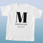 Flower Girl Monogram Name T-Shirt<br><div class="desc">Modern typography minimalist monogram name design which can be changed to personalise. Ideal for a Flower Girl at the Bridal Shower or Bachelorette party,  or as a fun wedding party favour or gift.</div>