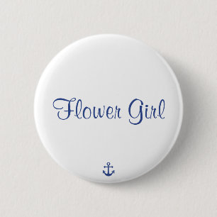 Flower Girl Nautical Wedding Buttons