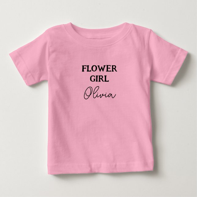 Flower Girl Personalised Pink Baby T-Shirt (Front)