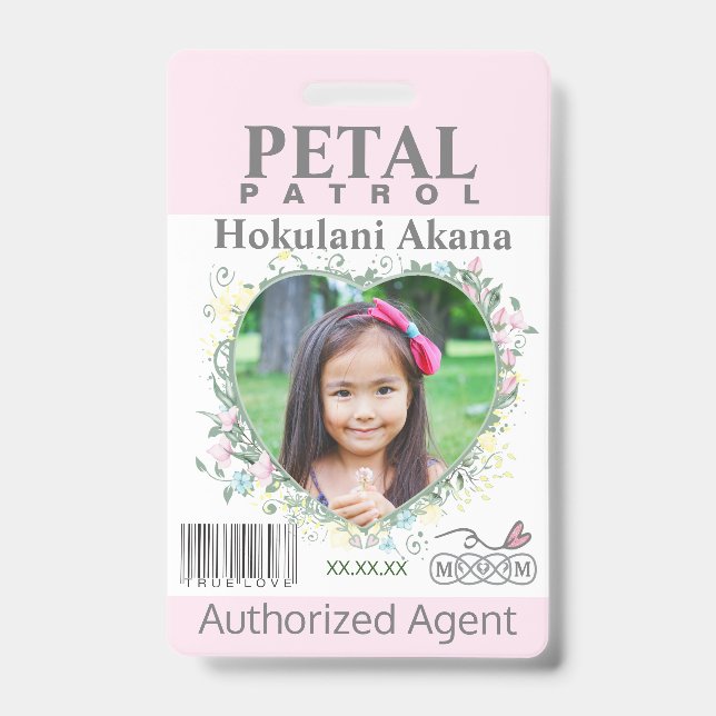 flower Girl Petal Patrol Badge blush ID Badge (Front)