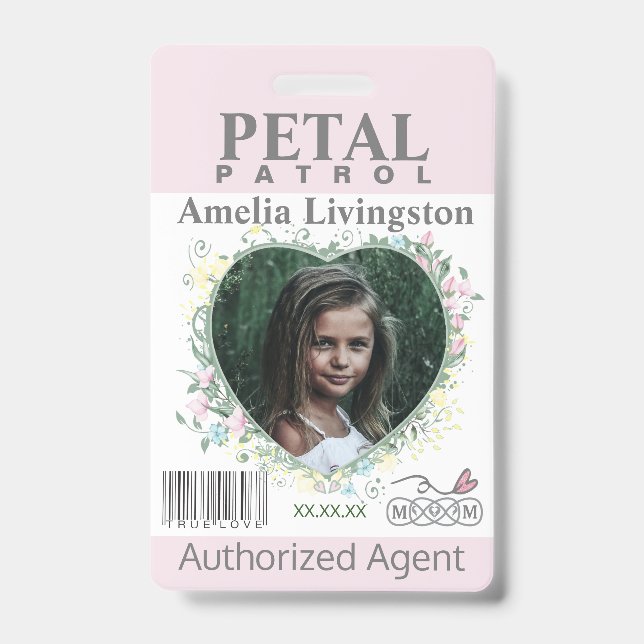 flower Girl Petal Patrol Badge ID Badge (Front)