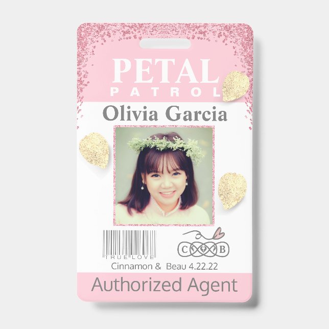 flower Girl Petal Patrol Badge ID Badge (Front)