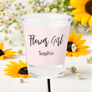 Flower Girl Pink Bridal Shower Script Shot Glass