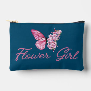 flower girl ,pink butterfly cute blue accessory pouch