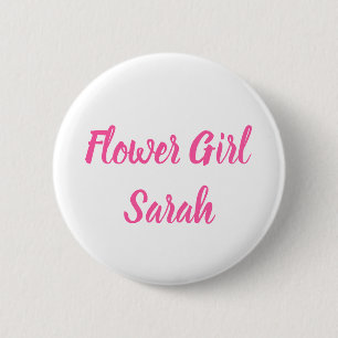 Flower girl Pink Custom Name Gifts Wedding  6 Cm Round Badge
