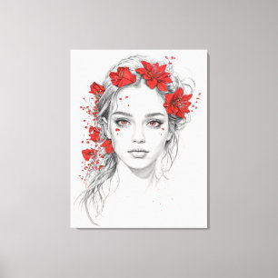 Flower girl portrait canvas print