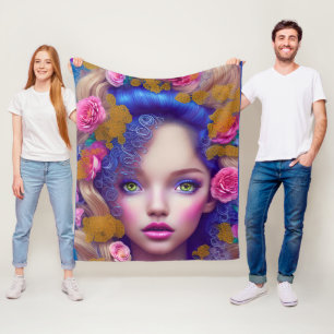 Flower Girl Princess Inspired by Ukrainian Culture Fleece Blanket