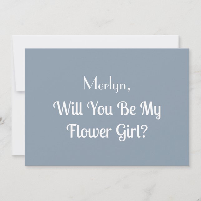 Flower Girl Proposal Dusty Blue Wedding Classy Invitation (Front)