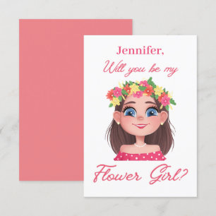 flower girl proposal pink script cute invitation