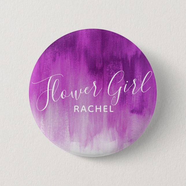 Flower girl purple mauve abstract art wedding pin (Front)