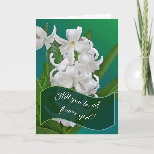 Flower Girl Request White Hyacinth Card (Front)